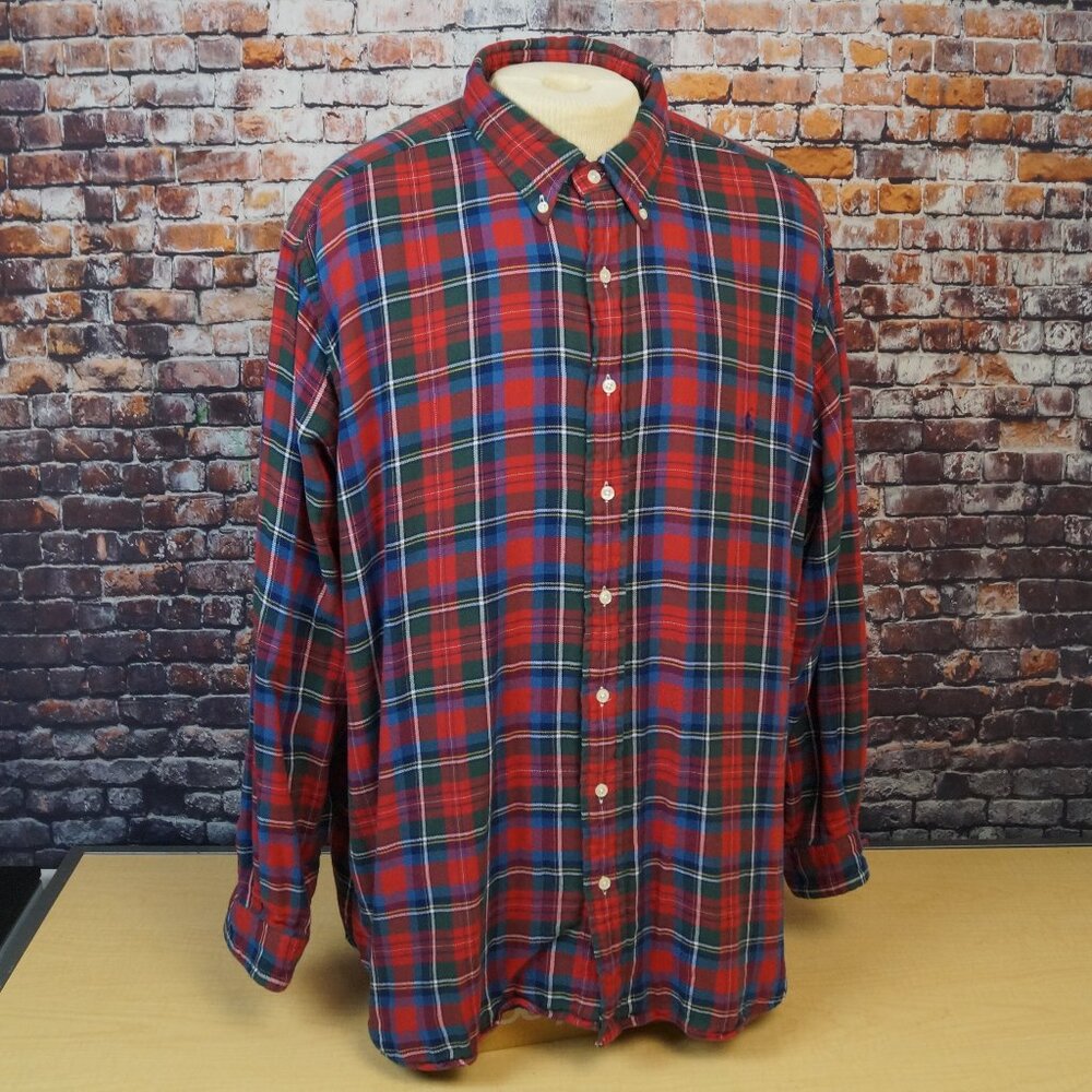 Polo Ralph Lauren Classic Fit Button Down Shirt Plaid Flannel Mens 2XB 2XL Big